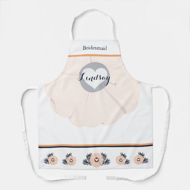 Pastel Peach Botanische Bridesmaid Hochzeitsfeier  Schürze (Vorderseite)