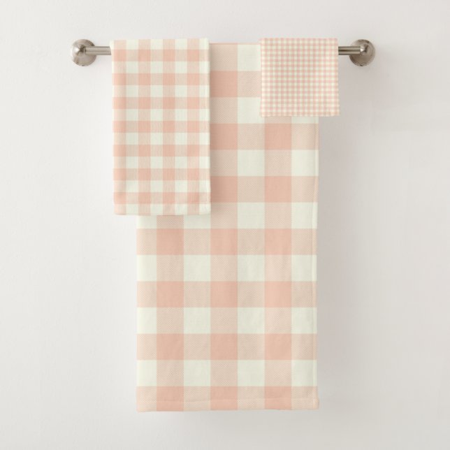 Pastel Peach En vichy Buffalo Check Plaid Motif   (En situation)