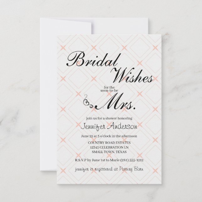 Pastel Peach et Crème Invitation de douche géométr (Devant)