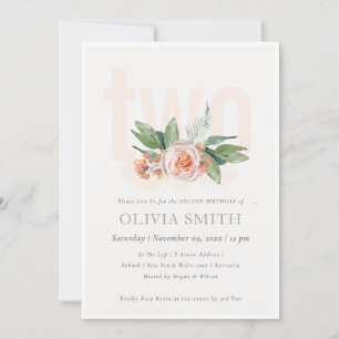 Pastel Peach Rose Floral Bunch 2e Invitation d'ann