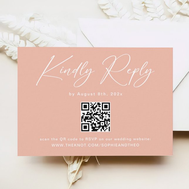Pastel Peach Sunset Wedding RSVP Begleitkarte (Von Creator hochgeladen)