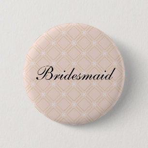 Pastel Peach und Gold Geometric Bridesmaid Button