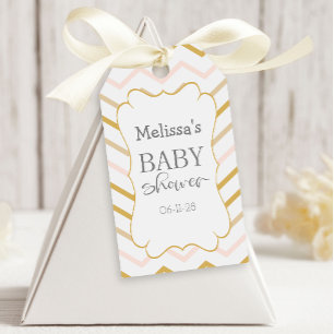 Pastel Peach und Gold Zig Zag Geschenkanhänger