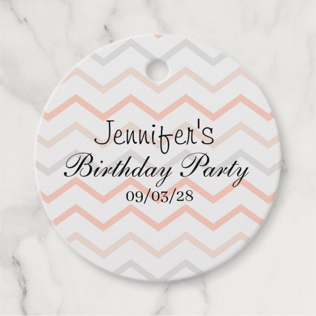 Pastel Peach und Gray Zig Zag Geschenkanhänger (Vorderseite)
