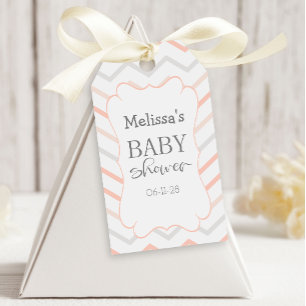 Pastel Peach und Gray Zig Zag Geschenkanhänger
