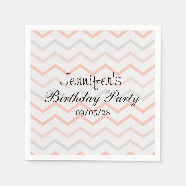Pastel Peach und Gray Zig Zag Serviette (Vorderseite)