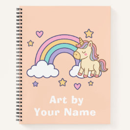Pastel Peach Unicorn Rainbow Personalized Notizbuch