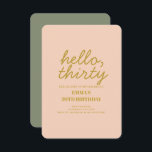 Pastel Peachy Hello Thirty Birthday Einladung<br><div class="desc">Pastel Pink Golden Hello Thirty Typografie Geburtstagseinladung</div>