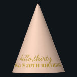 Pastel Peachy Hello Thirty Birthday Party Hat Partyhütchen<br><div class="desc">.</div>