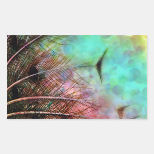 Pastel Peacock Feathers Rechteckiger Aufkleber