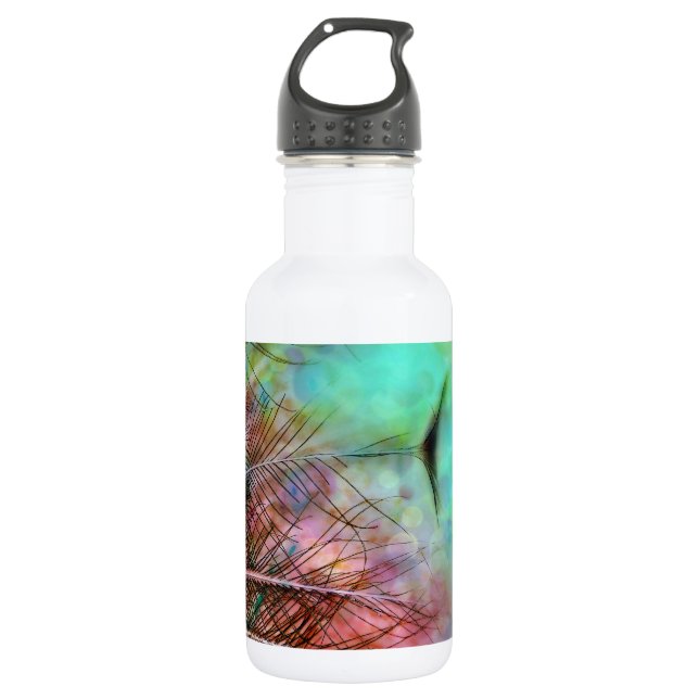 Pastel Peacock Feathers Trinkflasche (Vorderseite)