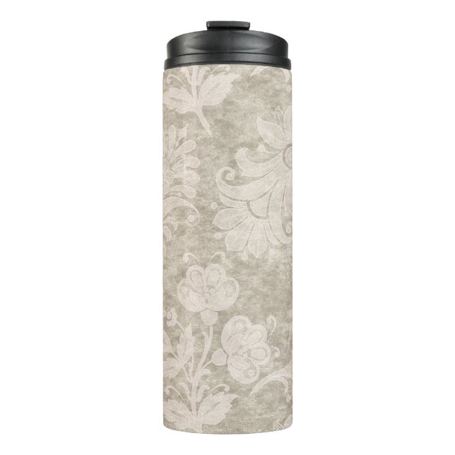 Pastel Pearl Damask Muster Thermosbecher (Vorderseite)
