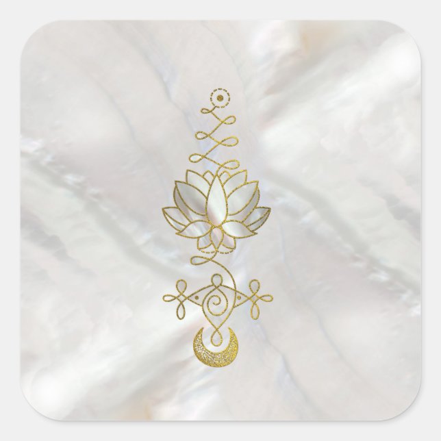 Pastel Pearl Unalome Lotus Quadratischer Aufkleber (Vorderseite)