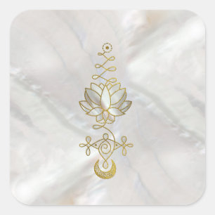 Pastel Pearl Unalome Lotus Quadratischer Aufkleber