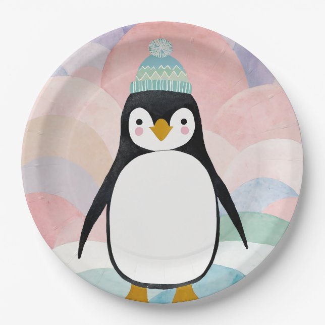 Pastel Penguin Peak Pappteller (Vorderseite)