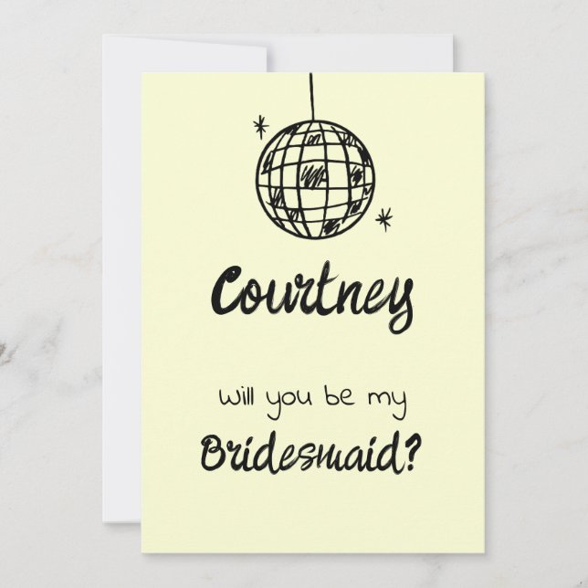 Pastel Penmanship Bridesmaid Buttercreme Einladung (Vorderseite)