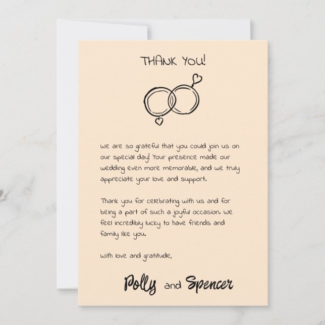 Pastel Penmanship Danke Card Apricot Einladung (Vorderseite)