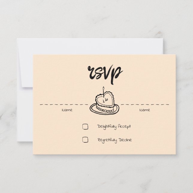 Pastel Penmanship RSVP Card Apricot (Vorderseite)