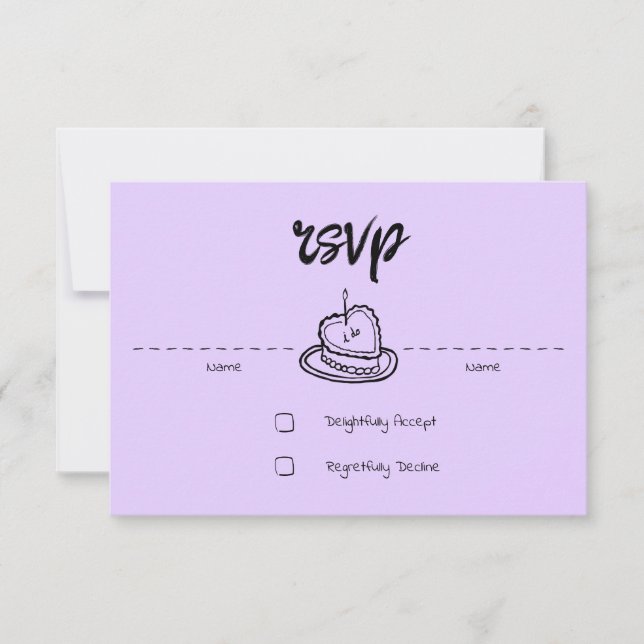Pastel Penmanship RSVP Card Lavendel (Vorderseite)