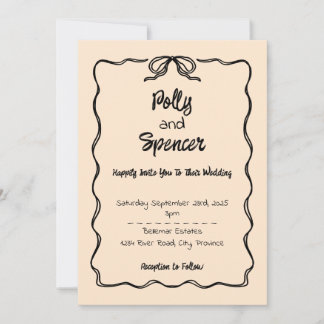 Pastel Penmanship Wedding Einladung Apricot