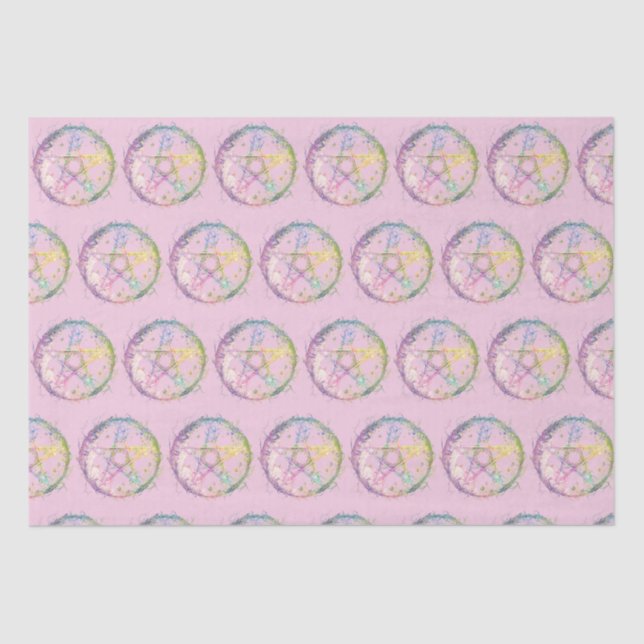 Pastel Pentagram Witchcraft Light Pink Halloween Seidenpapier (Vorderseite)