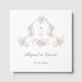 Pastel Peonies Rahmen Hochzeitsmonogramme Gästebuch