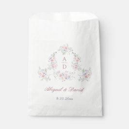 Pastel Peonies Rahmen Hochzeitsmonogramme Geschenktütchen