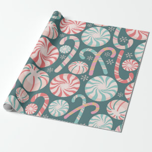 Pastel Peppermint Candy Cane Nahtloses Muster Geschenkpapier