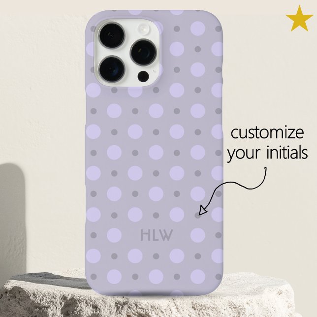 Pastel Periwinkle Dots Pattern Custom Name Initial iPhone 16 Pro Max Hülle (Von Creator hochgeladen)