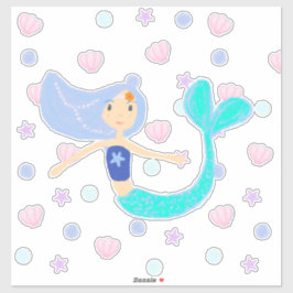 Pastel Periwinkle Mermaid Princess Seashells Pearl Aufkleber
