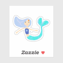 Pastel Periwinkle Mermaid Princess Seashells Pearl Aufkleber
