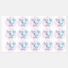 Pastel Periwinkle Mermaid Princess Seashells Pearl Etiketten