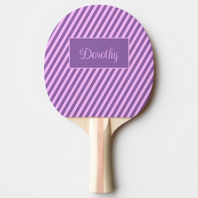 Pastel Personalisiert rosa und Lavendel Streifen Tischtennis Schläger (Vorderseite)