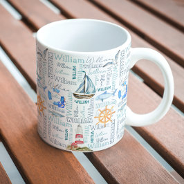 Pastel personalisierter Name Segel Kaffeetasse