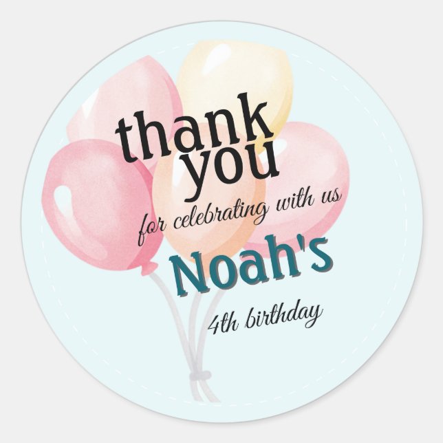 Pastel Personalized Birthday Sticker | Balloon (Vorderseite)