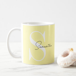 Pastel Personnalisé Monogramme jaune Mug classique