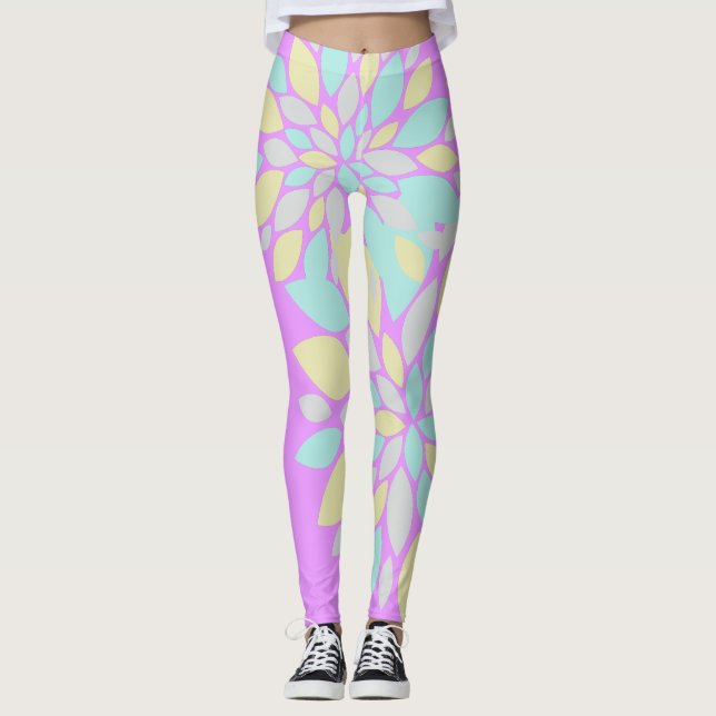 Pastel Petals Blume Muster Leggings (Vorderseite)