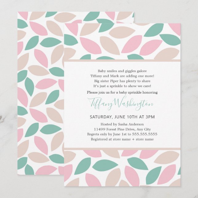Pastel Petals Gedicht Baby Sprinkle Einladung (Vorne/Hinten)