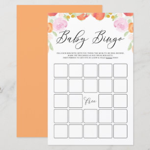 Pastel Pfirsiche und Blume Kinderdusche Bingo Game