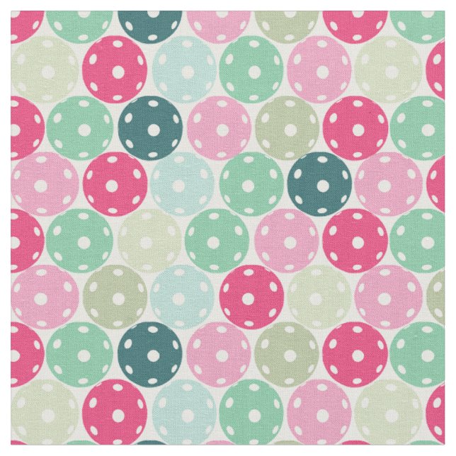 Pastel Pickleballs sur blanc - tissu personnalisab (Fermer)