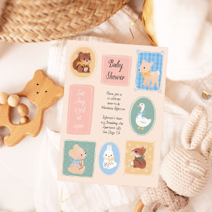 Pastel Picture Frame Woodland Kinderdusche laden e Einladung