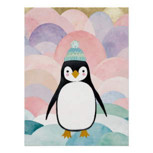 Pastel-Pinguin-Gipfel Poster