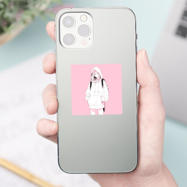 Pastel Pink シール｜寿司娘ステッカー GenerativeAI Aufkleber (Telefon)