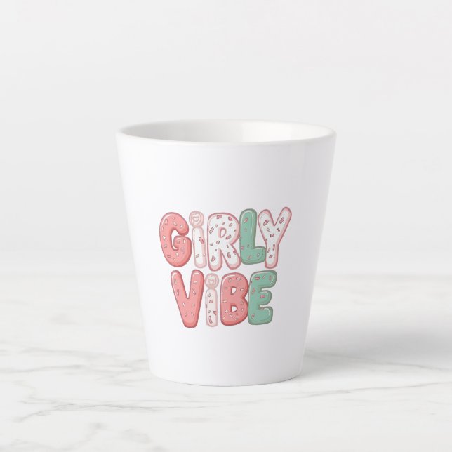 Pastel Pink and Teal Girly Aesthetic Milchtasse (Vorderseite)