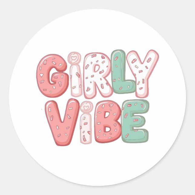 Pastel Pink and Teal Girly Aesthetic Runder Aufkleber (Vorderseite)