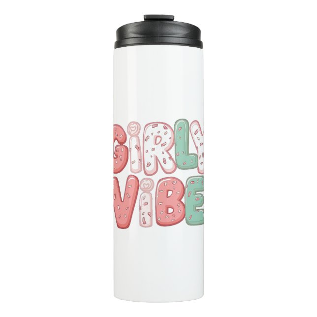 Pastel Pink and Teal Girly Aesthetic Thermosbecher (Vorderseite)