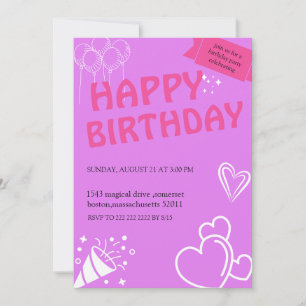 Pastel Pink Anniversaire Bliss invitations