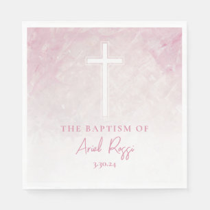 Pastel Pink Aquarelltaufe Napkins Serviette