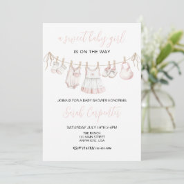 Pastel Pink Baby Clothes Girl Baby shower Einladung