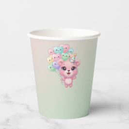 Pastel Pink Bear Babydusche Cups Pappbecher